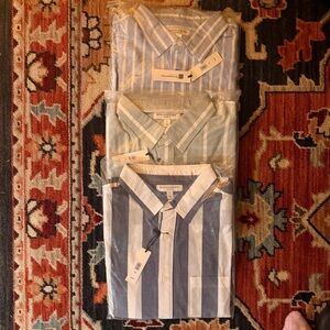 Banana Republic Men's Striped Button Down Shirts - Blue, Green, Gray